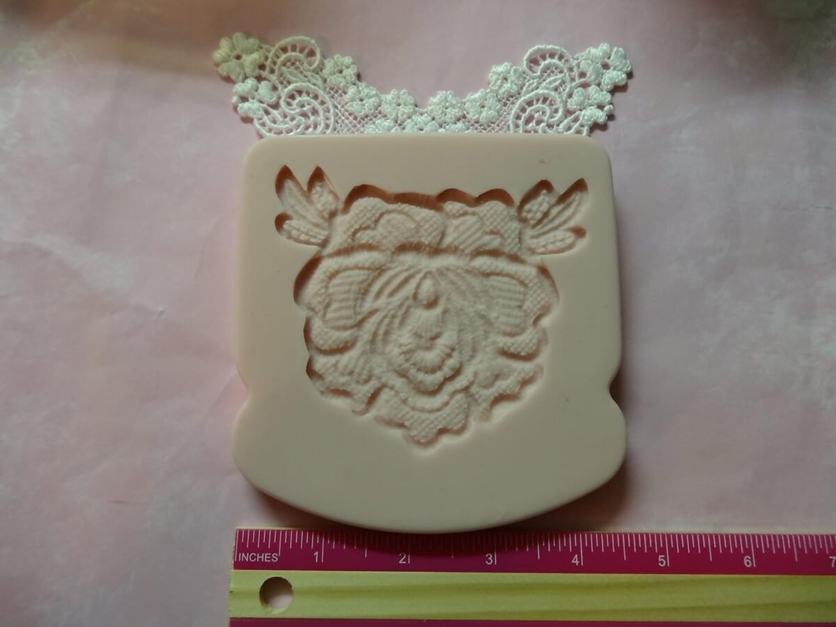 Large Rose Lace silicone mold measures