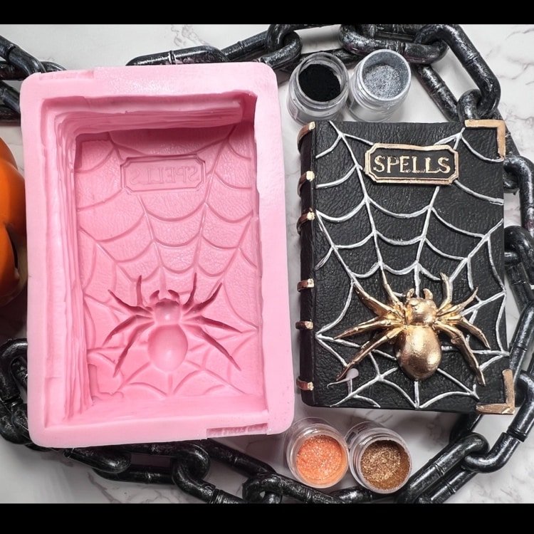 Spider Halloween Book Silicone Mold Final Product