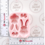 Bunny Face and Ribbons Silicone Mold measures