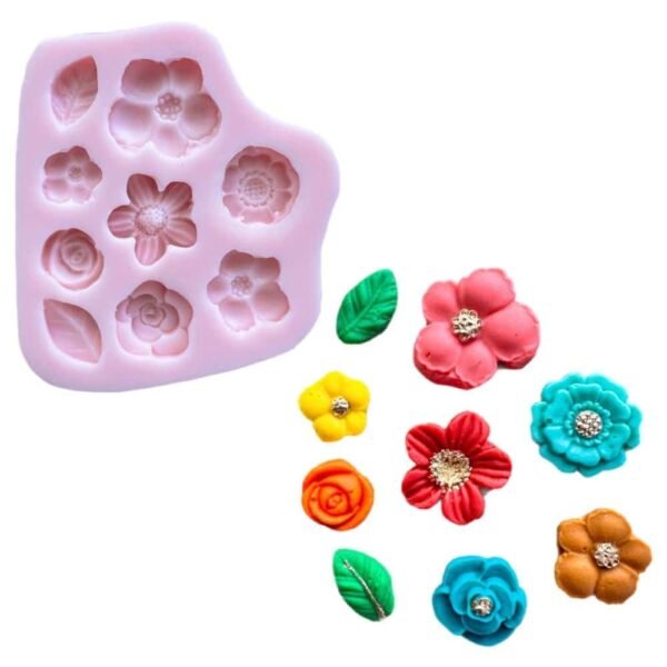 Mini Flowers and Leaves Silicone Mold
