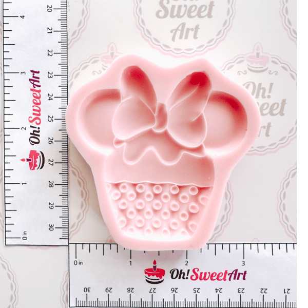 Minnie Mouse Cupcake Silicone Mold measures